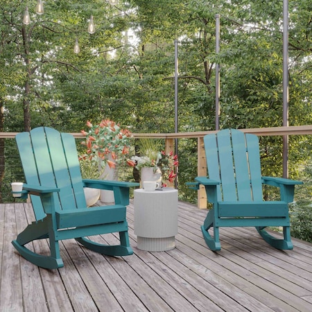 Flash Furniture Blue Adirondack Rocking Chairs with Cupholder, 2PK 2-LE-HMP-1044-31-BL-GG